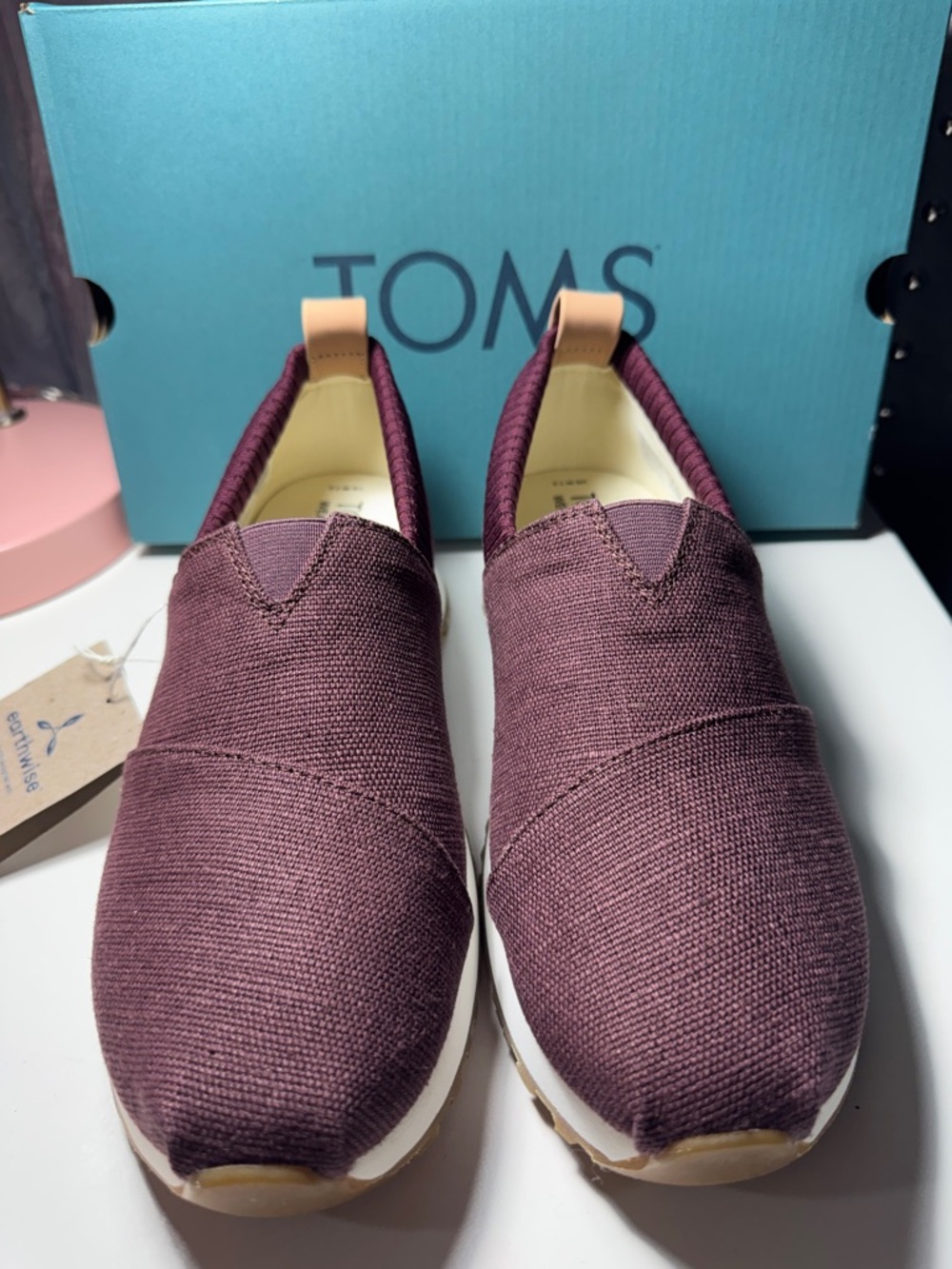 TOMS Slip-On Shoes in Plum with White Sole